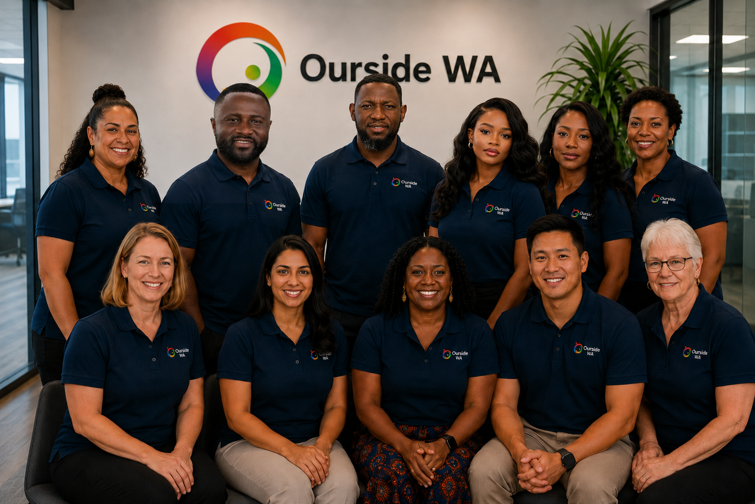 The Ourside WA team smiling together outdoors